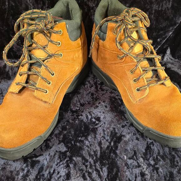 Mens Size 8 Brown Leather with Pine Green Accent Hiking Boots - Picture 3 of 8